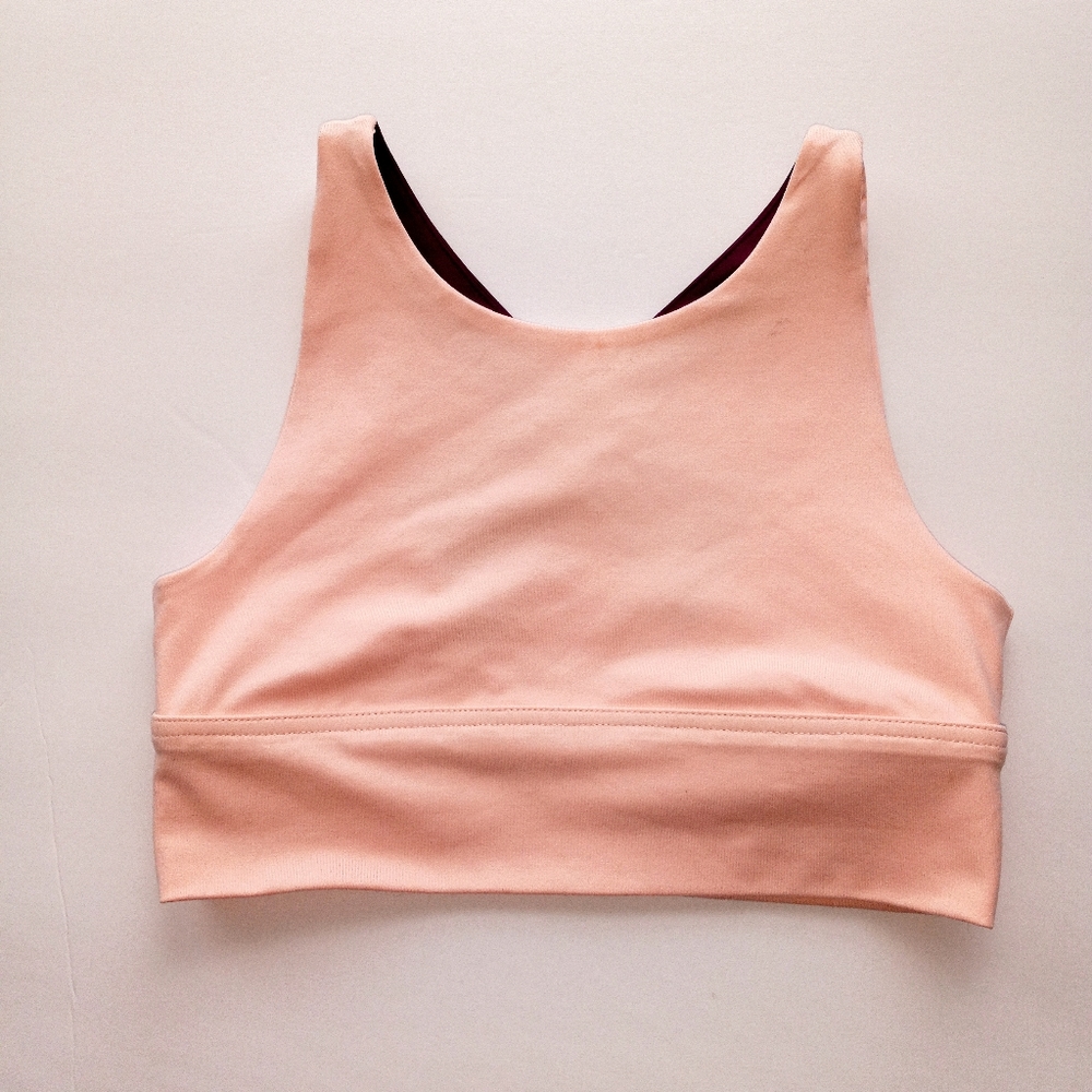 DSG girls sports bra peach/maroon